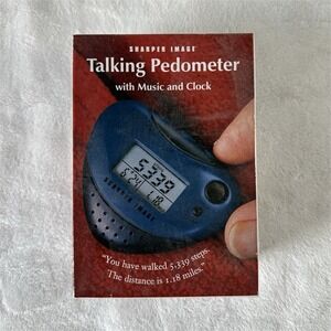Sharper Image Talking Pedometer Blue with Music, Clock, Clip, Steps